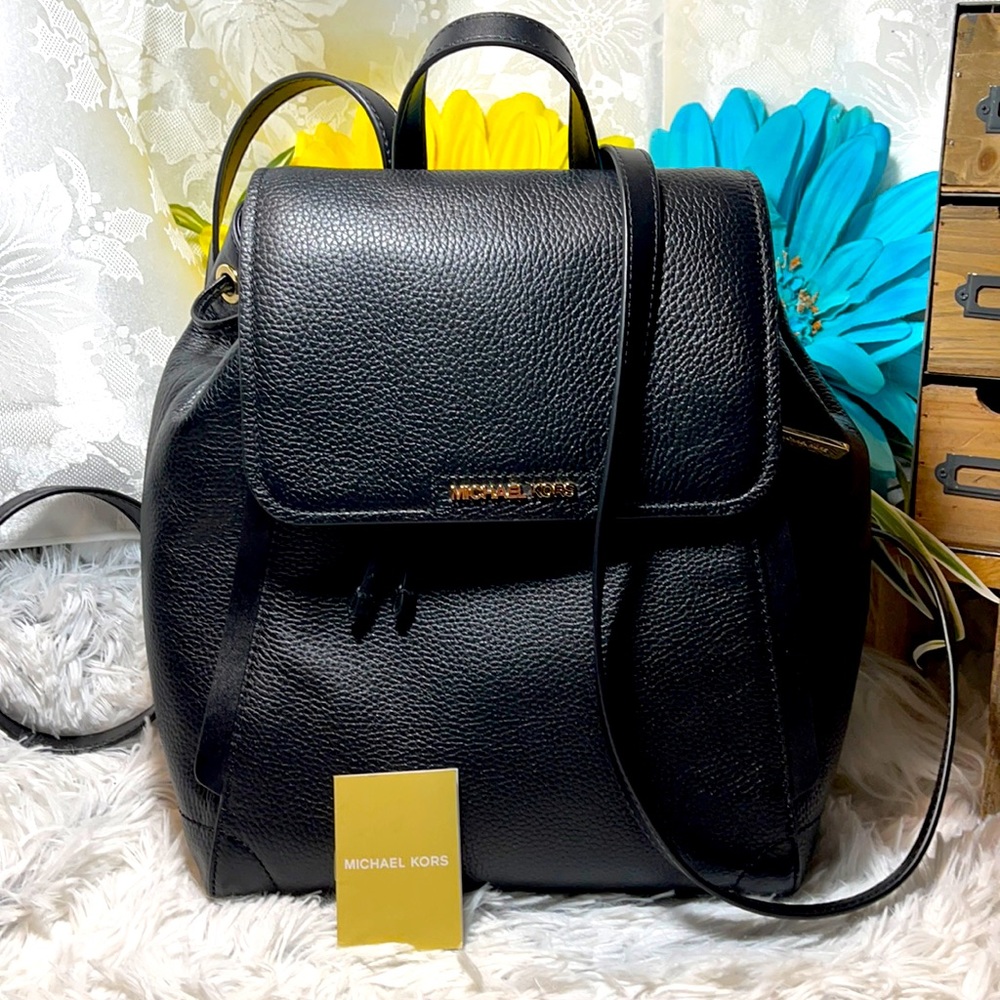 Michael Kors backpack Ginger MD black leather euc - Picture 2 of 12